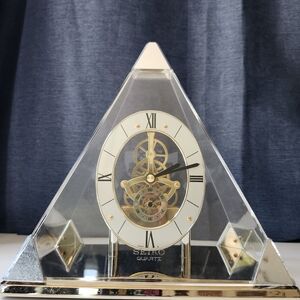 Seiko Clear & Gold Pyramid Mantel Clock